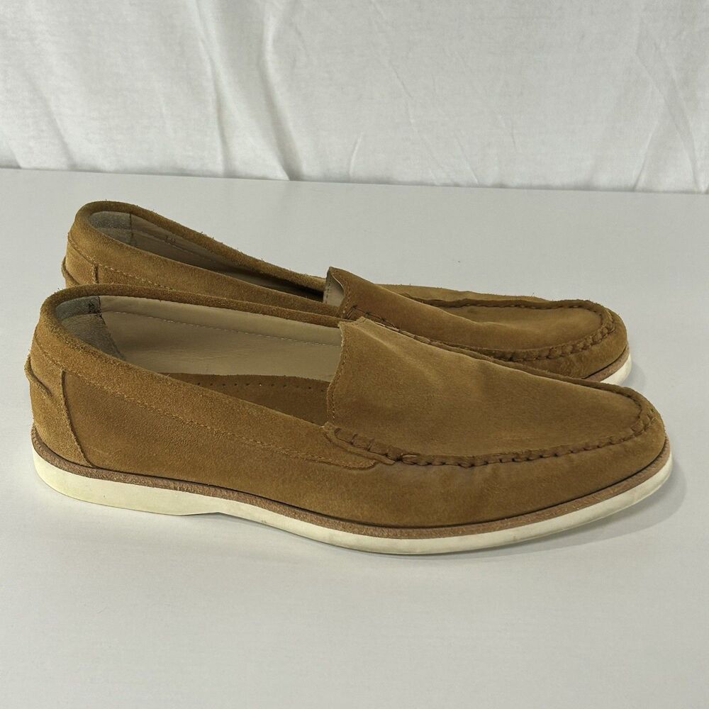 Jack Erwin Travis Mox Toe Suede Tan Brown Leather Loafer Men size 10 Portugal